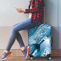 Personalised New Zealand Aotearoa Darts Masters Luggage Cover Maori Art Tattoo with Tribal Dart Symbol Blue - Polynesian Pride