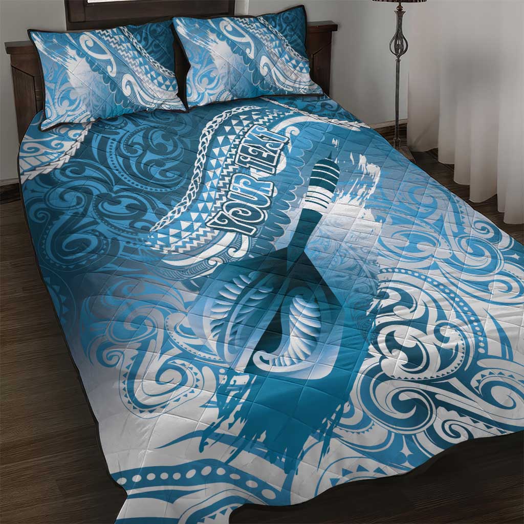 Personalised New Zealand Aotearoa Darts Masters Quilt Bed Set Maori Art Tattoo with Tribal Dart Symbol Blue - Polynesian Pride