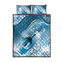 Personalised New Zealand Aotearoa Darts Masters Quilt Bed Set Maori Art Tattoo with Tribal Dart Symbol Blue - Polynesian Pride