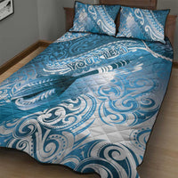 Personalised New Zealand Aotearoa Darts Masters Quilt Bed Set Maori Art Tattoo with Tribal Dart Symbol Blue - Polynesian Pride