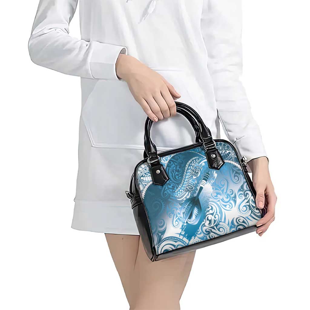 Personalised New Zealand Aotearoa Darts Masters Shoulder Handbag Maori Art Tattoo with Tribal Dart Symbol Blue LT03 - Polynesian Pride