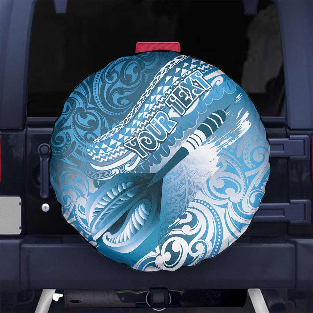 Personalised New Zealand Aotearoa Darts Masters Spare Tire Cover Maori Art Tattoo with Tribal Dart Symbol Blue - Polynesian Pride