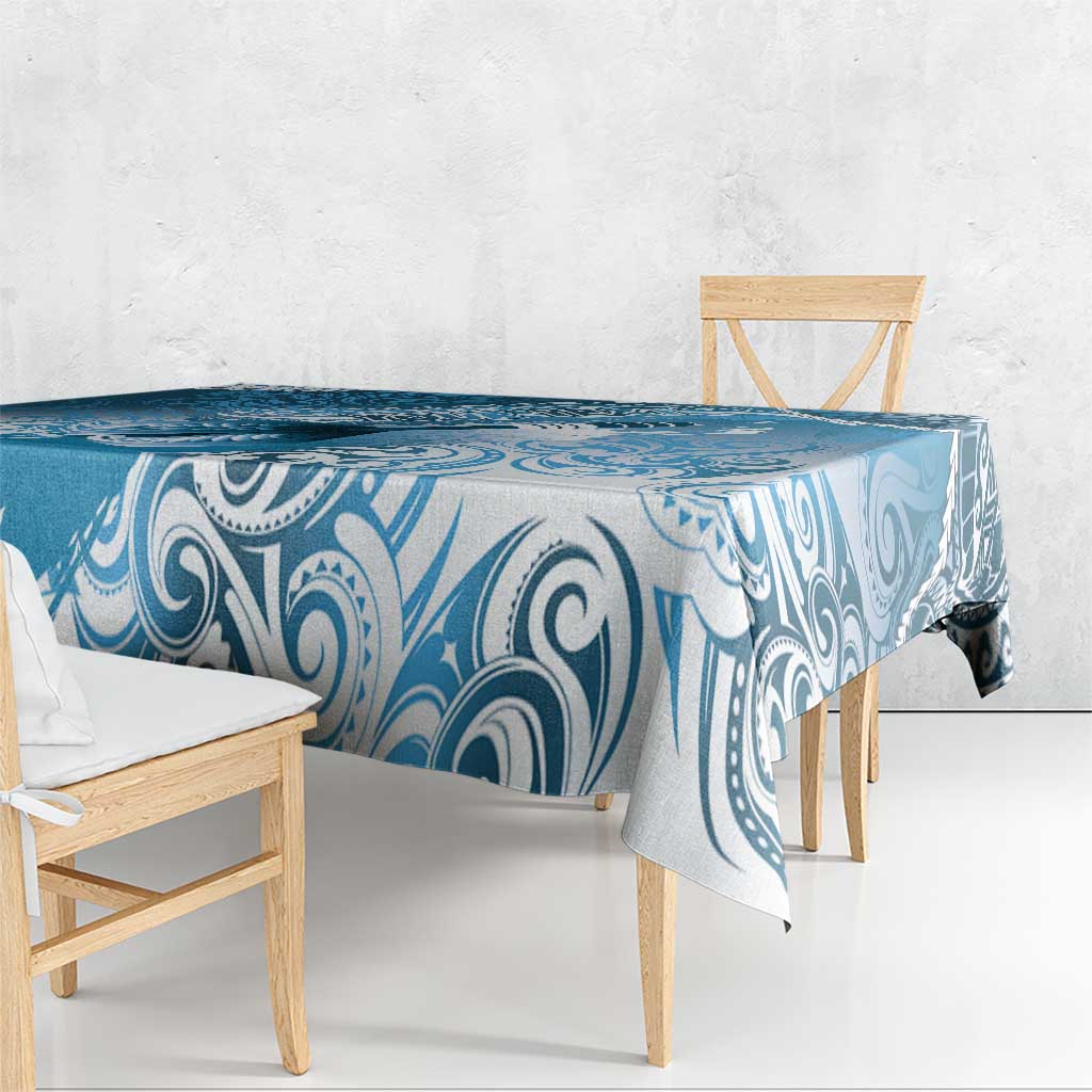 Personalised New Zealand Aotearoa Darts Masters Tablecloth Maori Art Tattoo with Tribal Dart Symbol Blue LT03 - Polynesian Pride