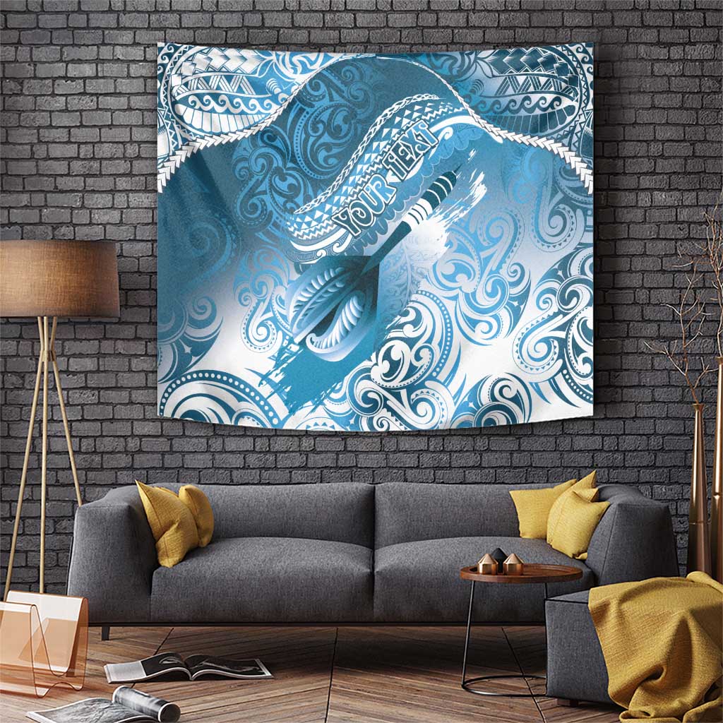 Personalised New Zealand Aotearoa Darts Masters Tapestry Maori Art Tattoo with Tribal Dart Symbol Blue LT03 Blue - Polynesian Pride