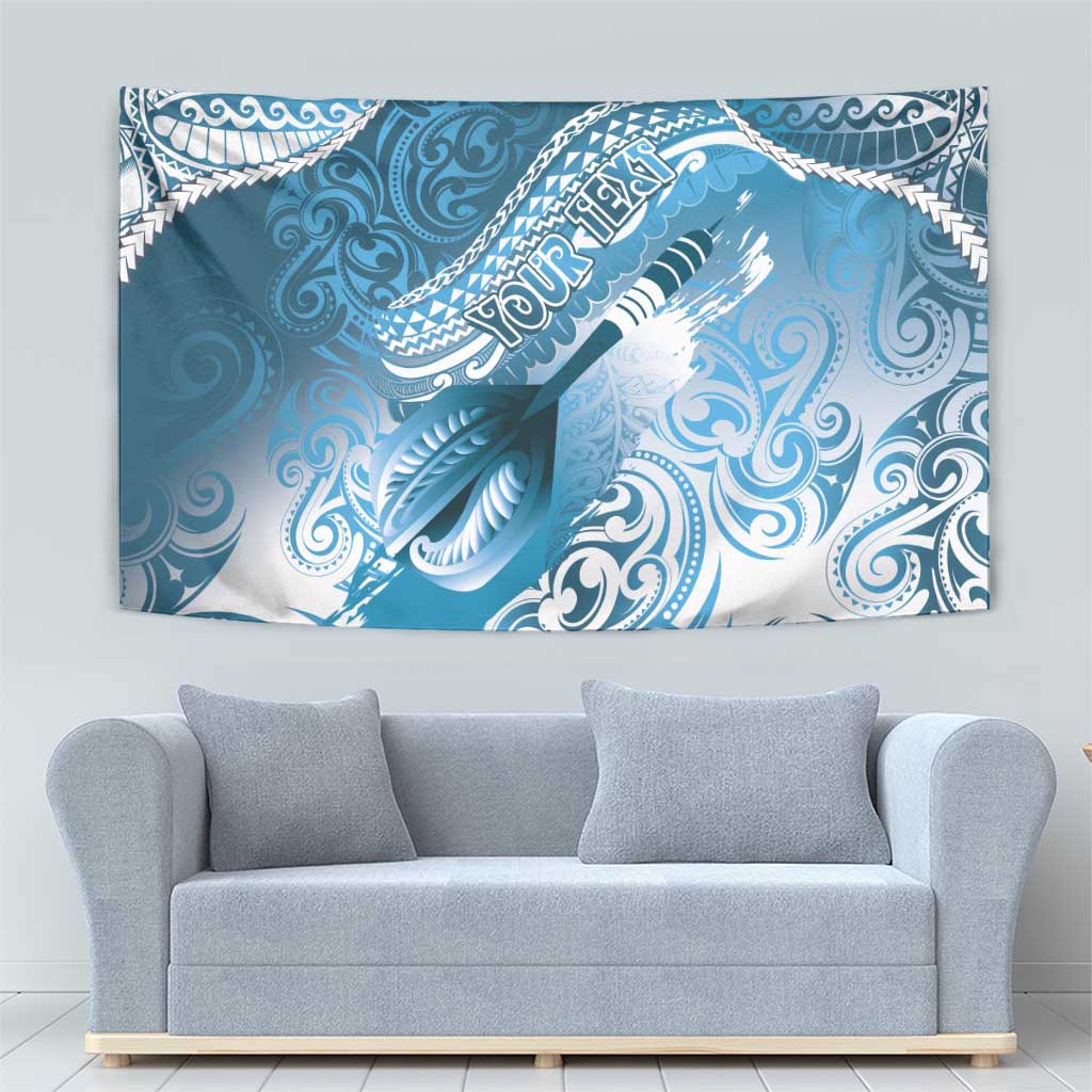 Personalised New Zealand Aotearoa Darts Masters Tapestry Maori Art Tattoo with Tribal Dart Symbol Blue LT03 - Polynesian Pride