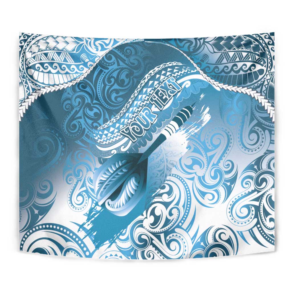 Personalised New Zealand Aotearoa Darts Masters Tapestry Maori Art Tattoo with Tribal Dart Symbol Blue LT03 - Polynesian Pride