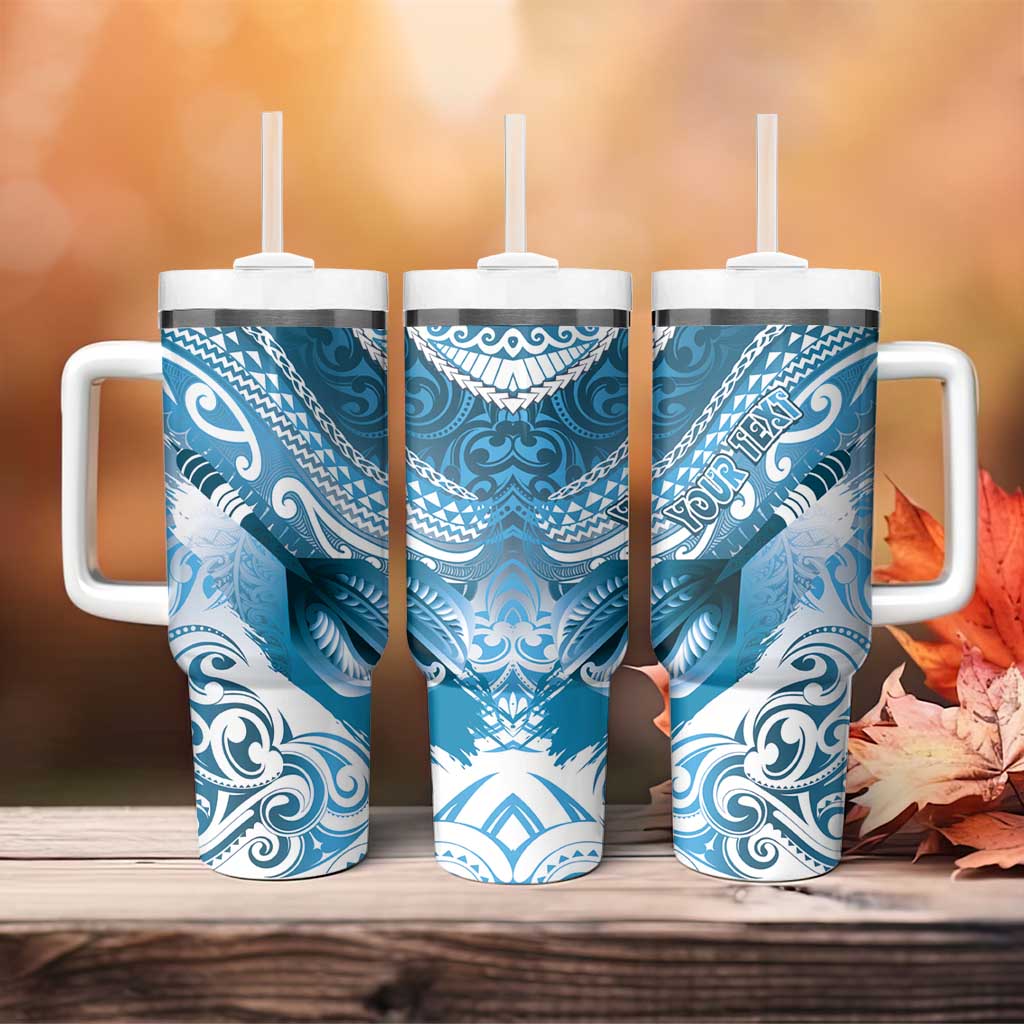 Personalised New Zealand Aotearoa Darts Masters Tumbler With Handle Maori Art Tattoo with Tribal Dart Symbol Blue - Polynesian Pride