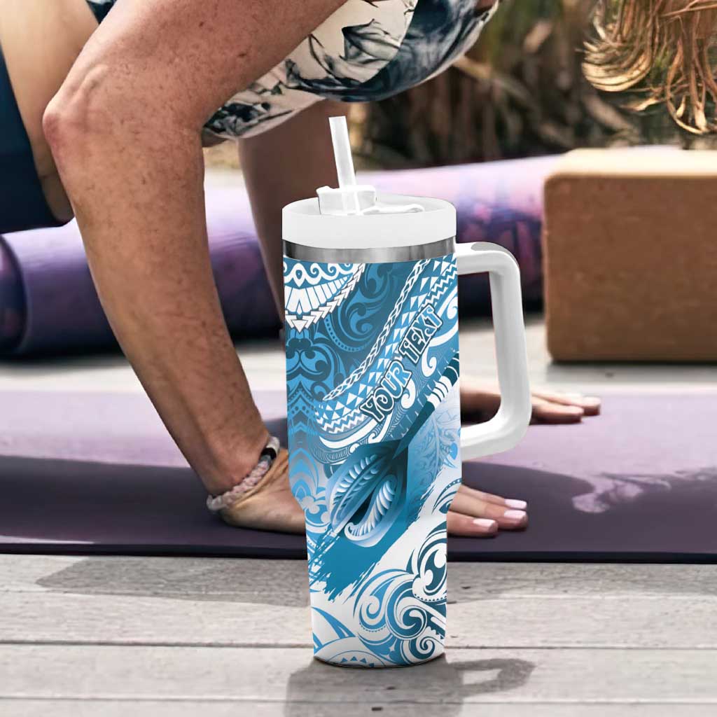 Personalised New Zealand Aotearoa Darts Masters Tumbler With Handle Maori Art Tattoo with Tribal Dart Symbol Blue - Polynesian Pride