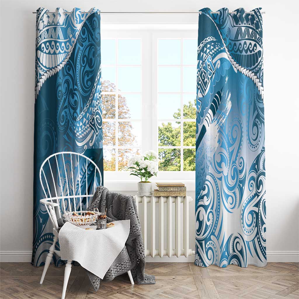 Personalised New Zealand Aotearoa Darts Masters Window Curtain Maori Art Tattoo with Tribal Dart Symbol Blue LT03 - Polynesian Pride