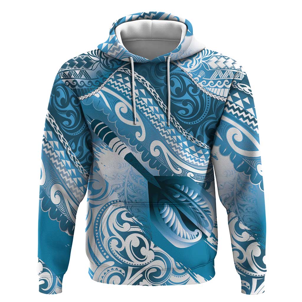 Personalised New Zealand Aotearoa Darts Masters Zip Hoodie Maori Art Tattoo with Tribal Dart Symbol Blue LT03 Pullover Hoodie Blue - Polynesian Pride
