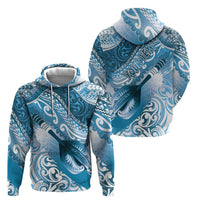 Personalised New Zealand Aotearoa Darts Masters Zip Hoodie Maori Art Tattoo with Tribal Dart Symbol Blue LT03 - Polynesian Pride