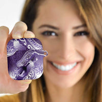 Personalised New Zealand Aotearoa Darts Masters AirPods Case Maori Art Tattoo with Tribal Dart Symbol Purple - Polynesian Pride