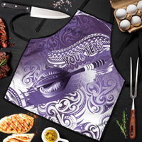 Personalised New Zealand Aotearoa Darts Masters Apron Maori Art Tattoo with Tribal Dart Symbol Purple - Polynesian Pride