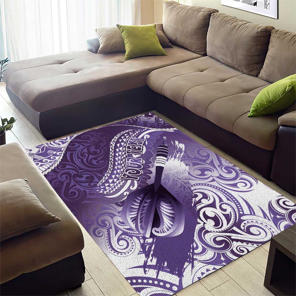 Personalised New Zealand Aotearoa Darts Masters Area Rug Maori Art Tattoo with Tribal Dart Symbol Purple - Polynesian Pride