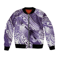 Personalised New Zealand Aotearoa Darts Masters Bomber Jacket Maori Art Tattoo with Tribal Dart Symbol Purple LT03 Unisex Purple - Polynesian Pride