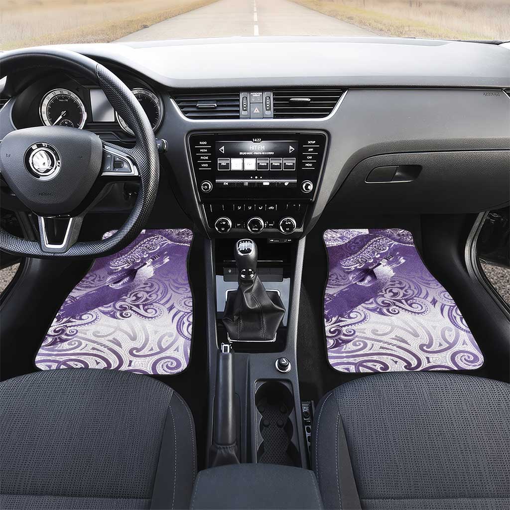 Personalised New Zealand Aotearoa Darts Masters Car Mats Maori Art Tattoo with Tribal Dart Symbol Purple - Polynesian Pride