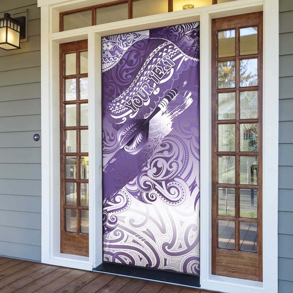 Personalised New Zealand Aotearoa Darts Masters Door Cover Maori Art Tattoo with Tribal Dart Symbol Purple - Polynesian Pride