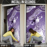 Personalised New Zealand Aotearoa Darts Masters Door Cover Maori Art Tattoo with Tribal Dart Symbol Purple - Polynesian Pride
