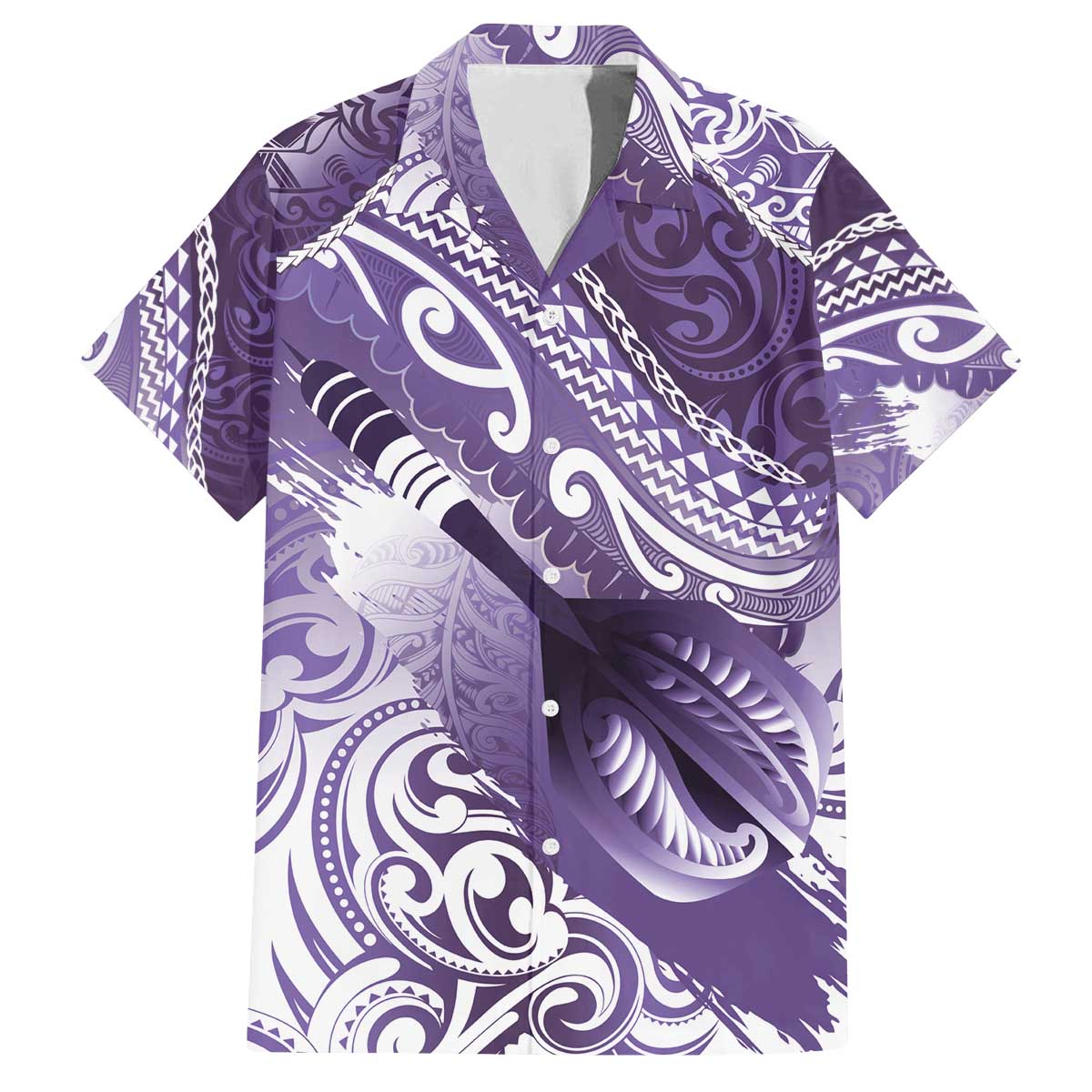 Personalised New Zealand Aotearoa Darts Masters Family Matching Off The Shoulder Long Sleeve Dress and Hawaiian Shirt Maori Art Tattoo with Tribal Dart Symbol Purple - Polynesian Pride