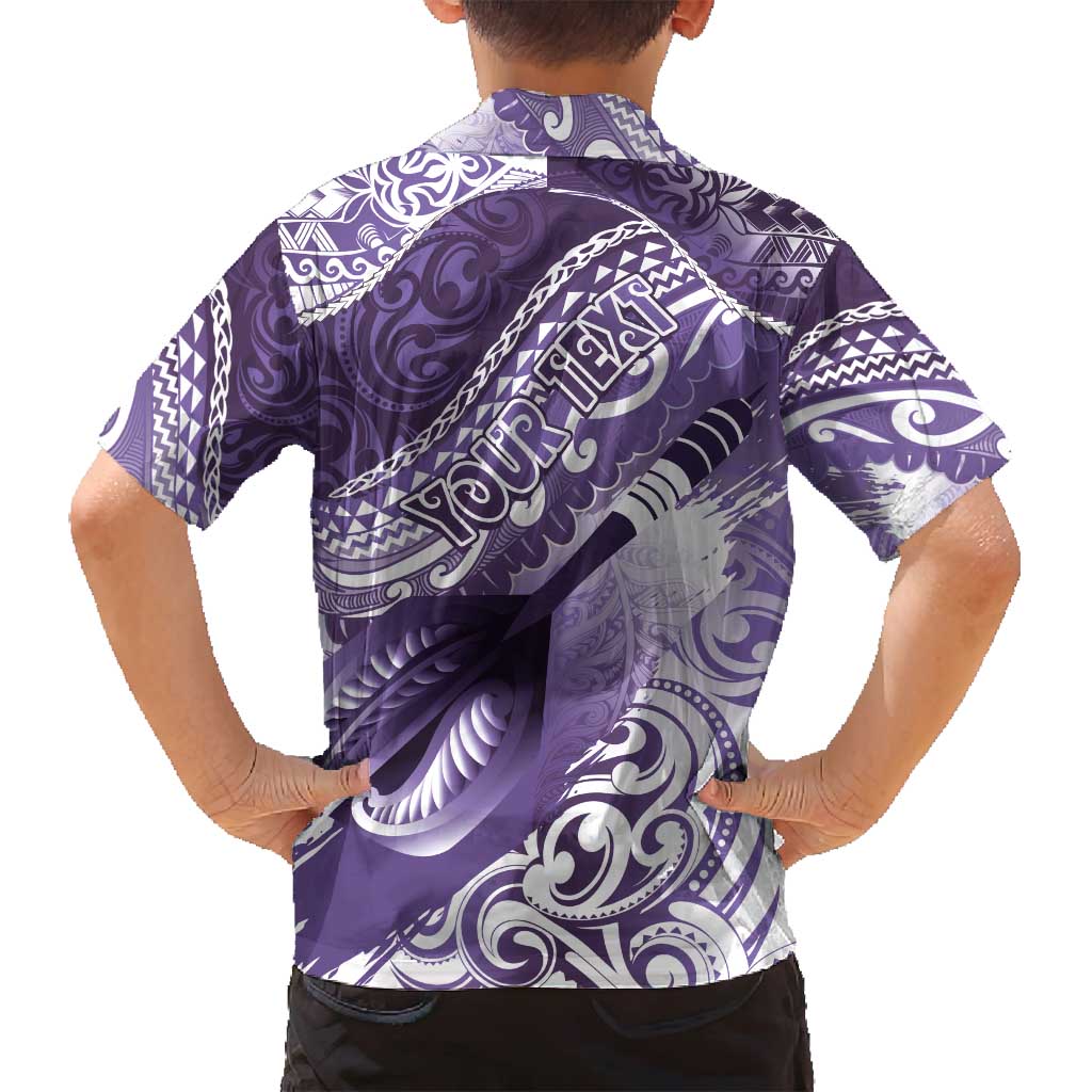Personalised New Zealand Aotearoa Darts Masters Family Matching Puletasi and Hawaiian Shirt Maori Art Tattoo with Tribal Dart Symbol Purple - Polynesian Pride