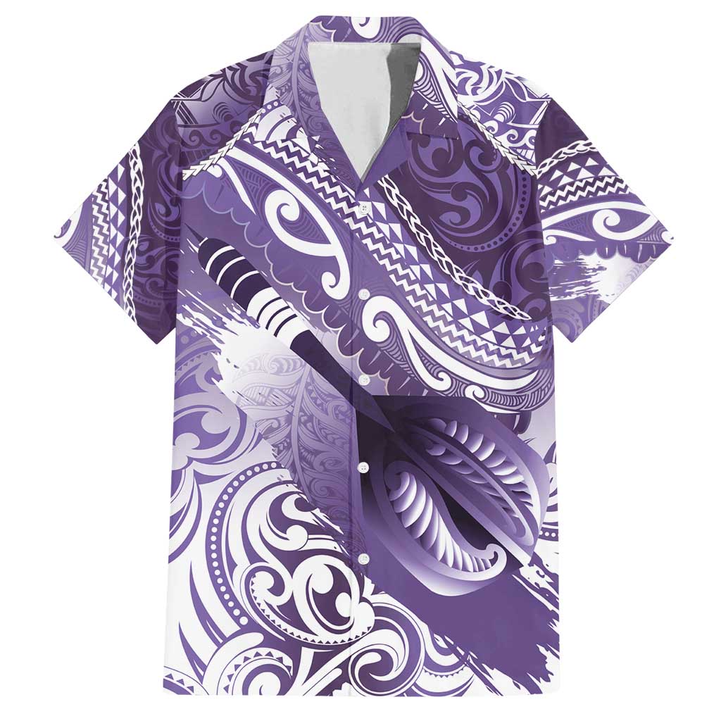 Personalised New Zealand Aotearoa Darts Masters Family Matching Summer Maxi Dress and Hawaiian Shirt Maori Art Tattoo with Tribal Dart Symbol Purple - Polynesian Pride