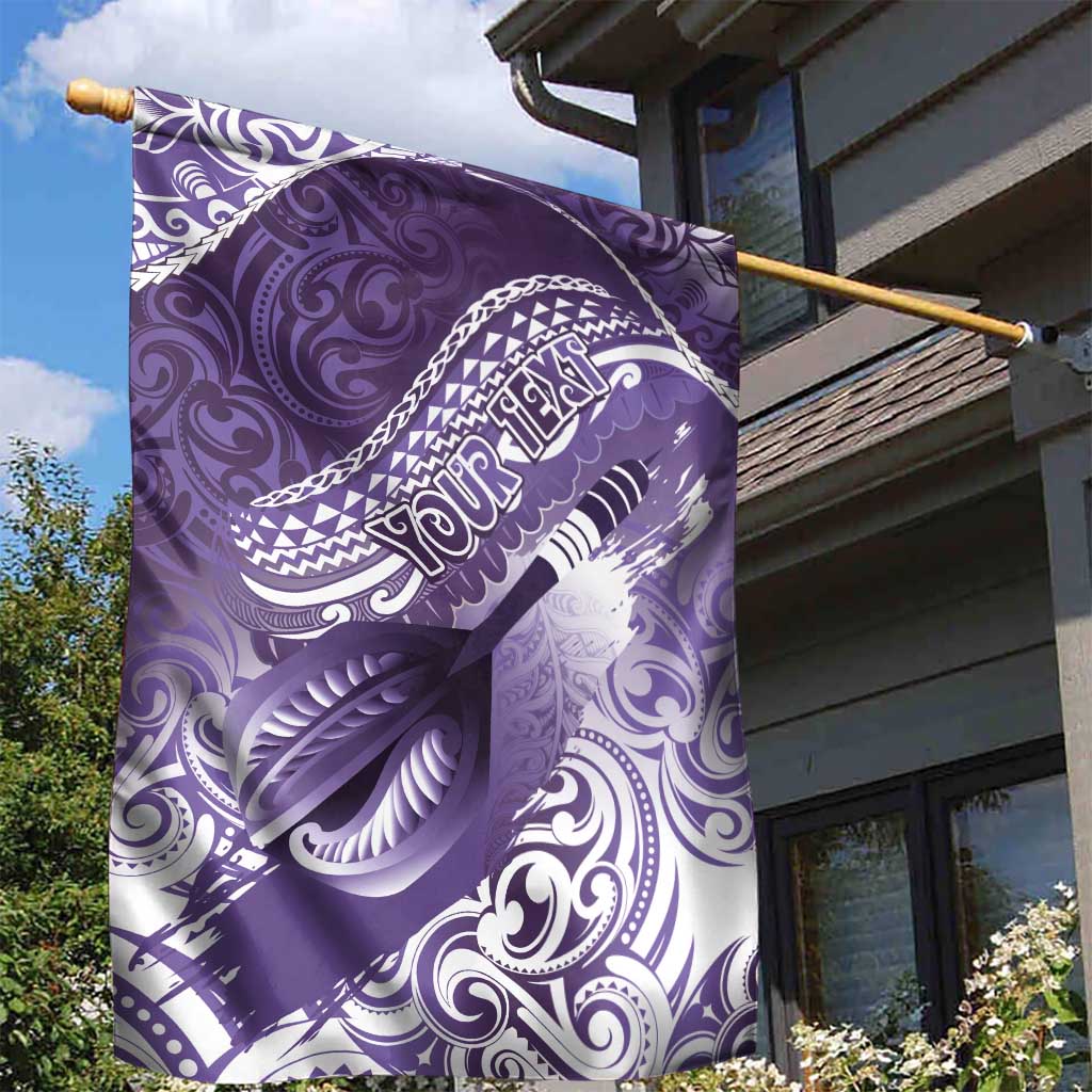 Personalised New Zealand Aotearoa Darts Masters Garden Flag Maori Art Tattoo with Tribal Dart Symbol Purple LT03 - Polynesian Pride