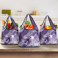 Personalised New Zealand Aotearoa Darts Masters Grocery Bag Maori Art Tattoo with Tribal Dart Symbol Purple - Polynesian Pride