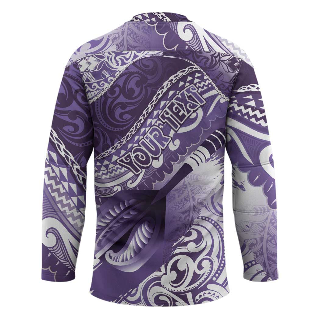 Personalised New Zealand Aotearoa Darts Masters Hockey Jersey Maori Art Tattoo with Tribal Dart Symbol Purple - Polynesian Pride