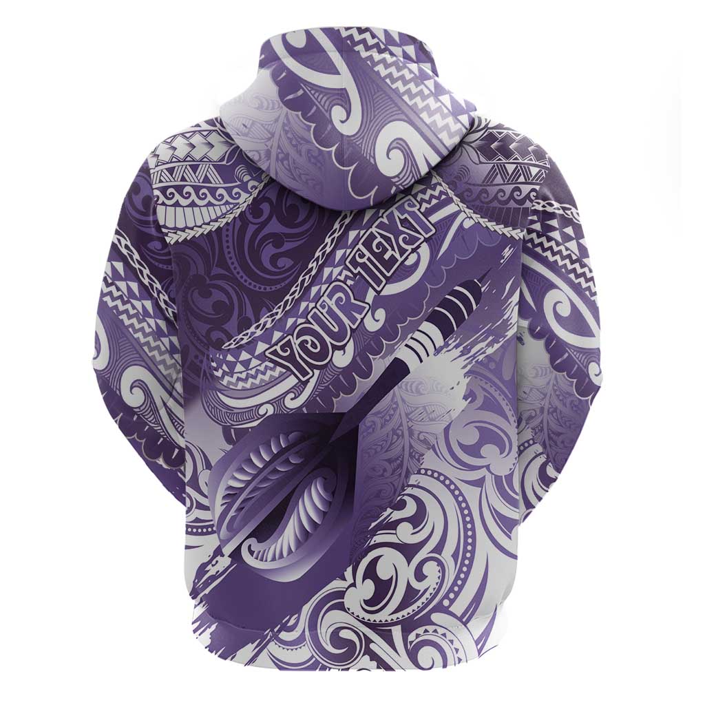 Personalised New Zealand Aotearoa Darts Masters Hoodie Maori Art Tattoo with Tribal Dart Symbol Purple - Polynesian Pride