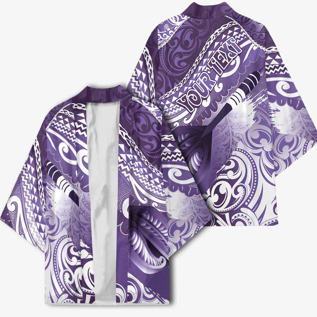 Personalised New Zealand Aotearoa Darts Masters Kimono Maori Art Tattoo with Tribal Dart Symbol Purple - Polynesian Pride