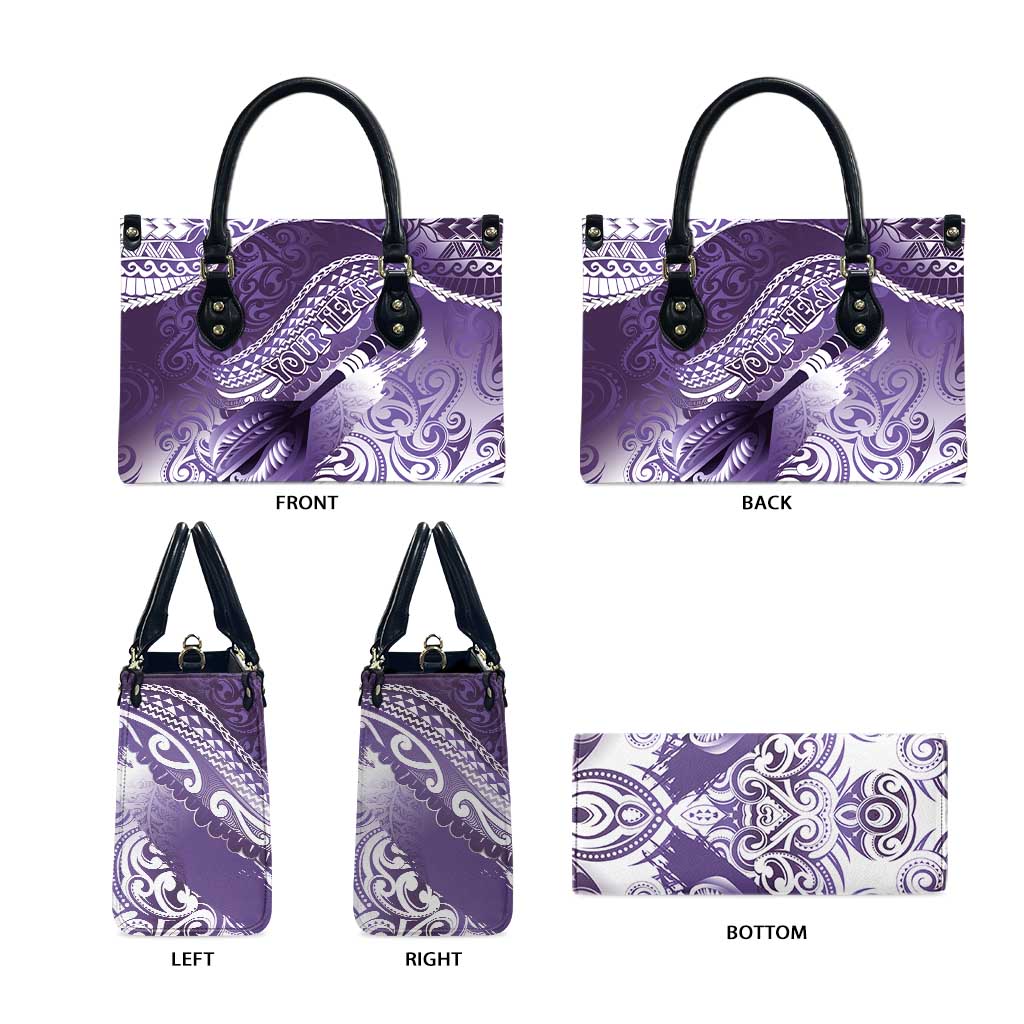 Personalised New Zealand Aotearoa Darts Masters Leather Bag Maori Art Tattoo with Tribal Dart Symbol Purple - Polynesian Pride