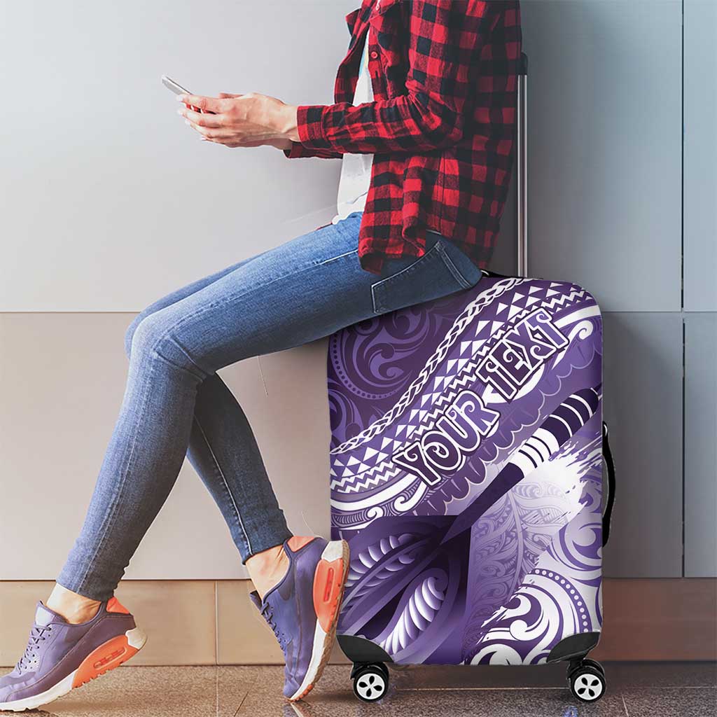 Personalised New Zealand Aotearoa Darts Masters Luggage Cover Maori Art Tattoo with Tribal Dart Symbol Purple - Polynesian Pride