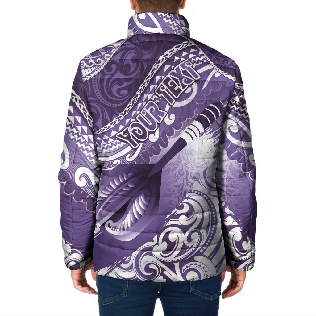 Personalised New Zealand Aotearoa Darts Masters Padded Jacket Maori Art Tattoo with Tribal Dart Symbol Purple - Polynesian Pride