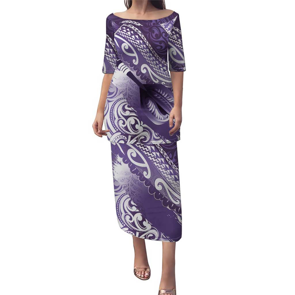 Personalised New Zealand Aotearoa Darts Masters Puletasi Maori Art Tattoo with Tribal Dart Symbol Purple - Polynesian Pride