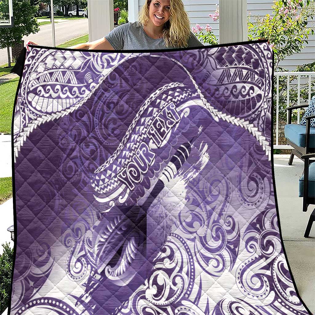 Personalised New Zealand Aotearoa Darts Masters Quilt Maori Art Tattoo with Tribal Dart Symbol Purple - Polynesian Pride