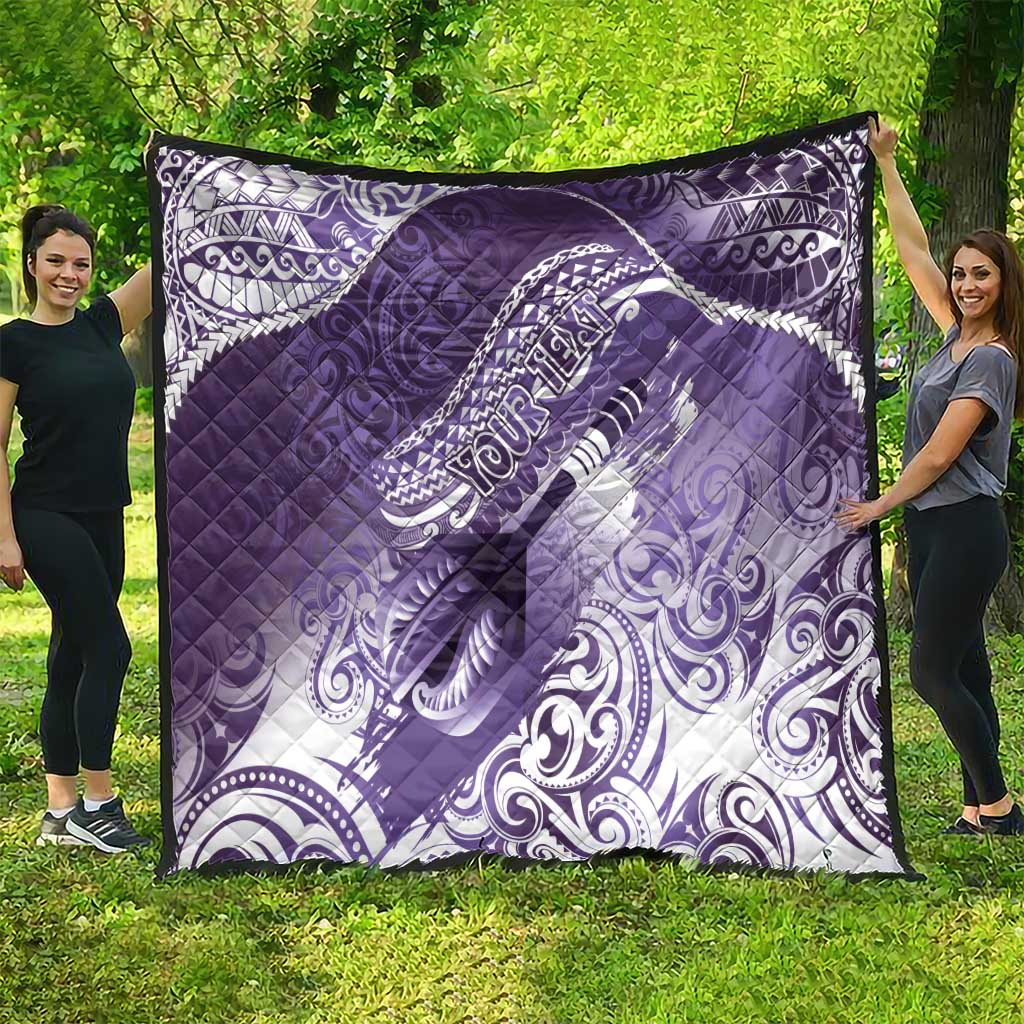 Personalised New Zealand Aotearoa Darts Masters Quilt Maori Art Tattoo with Tribal Dart Symbol Purple - Polynesian Pride