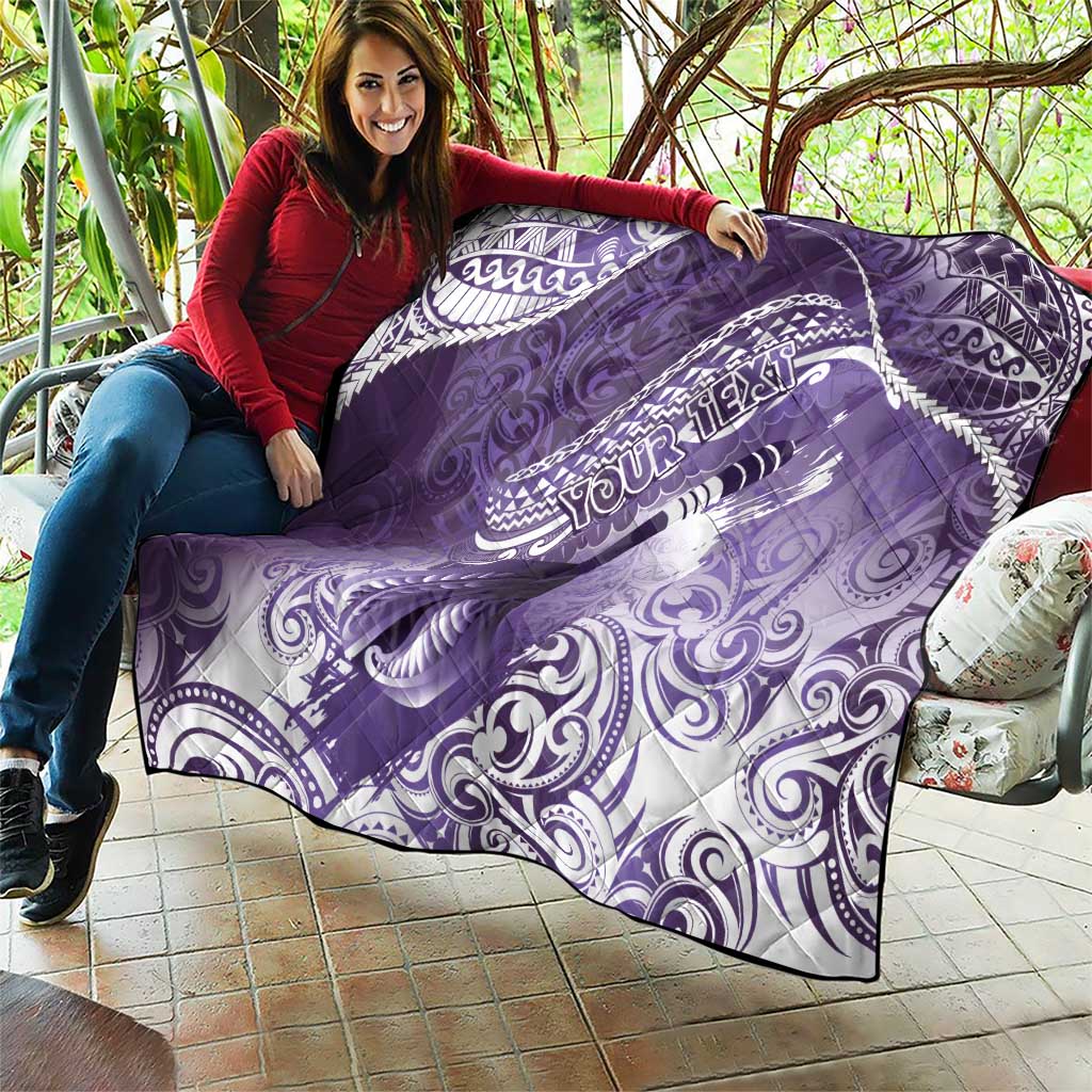 Personalised New Zealand Aotearoa Darts Masters Quilt Maori Art Tattoo with Tribal Dart Symbol Purple - Polynesian Pride