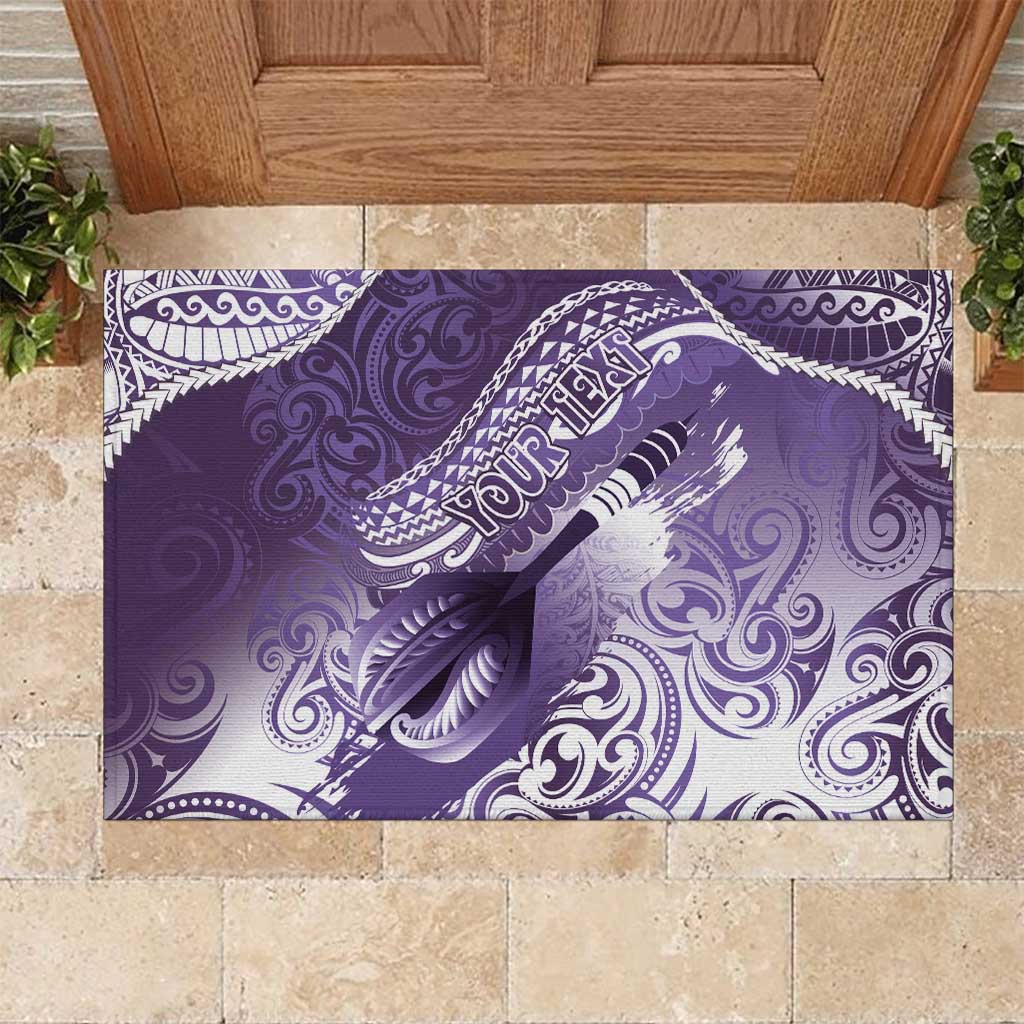 Personalised New Zealand Aotearoa Darts Masters Rubber Doormat Maori Art Tattoo with Tribal Dart Symbol Purple - Polynesian Pride