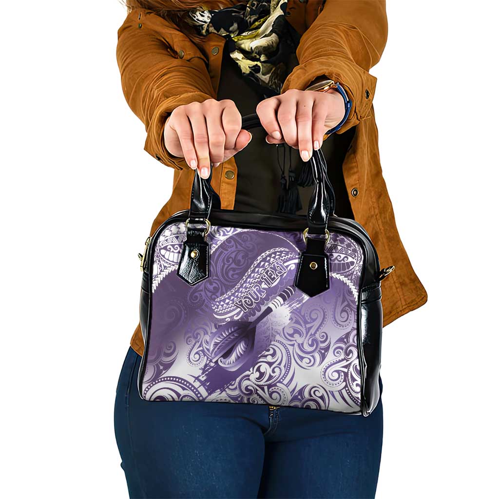 Personalised New Zealand Aotearoa Darts Masters Shoulder Handbag Maori Art Tattoo with Tribal Dart Symbol Purple - Polynesian Pride
