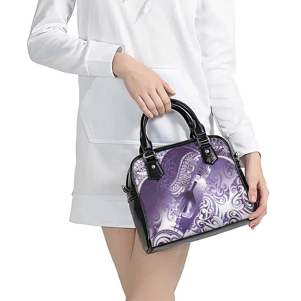 Personalised New Zealand Aotearoa Darts Masters Shoulder Handbag Maori Art Tattoo with Tribal Dart Symbol Purple - Polynesian Pride