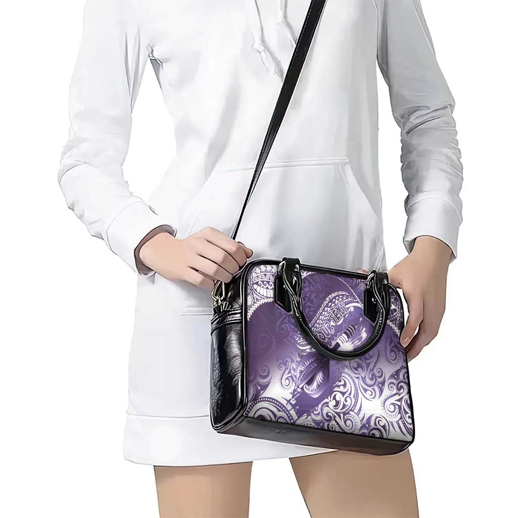 Personalised New Zealand Aotearoa Darts Masters Shoulder Handbag Maori Art Tattoo with Tribal Dart Symbol Purple - Polynesian Pride