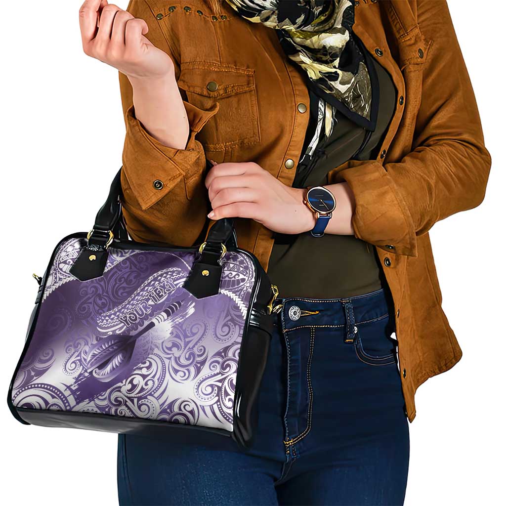 Personalised New Zealand Aotearoa Darts Masters Shoulder Handbag Maori Art Tattoo with Tribal Dart Symbol Purple - Polynesian Pride