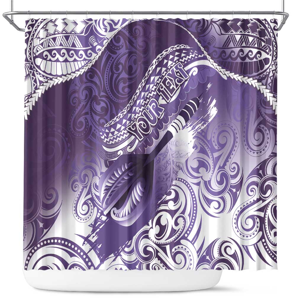 Personalised New Zealand Aotearoa Darts Masters Shower Curtain Maori Art Tattoo with Tribal Dart Symbol Purple LT03 Purple - Polynesian Pride