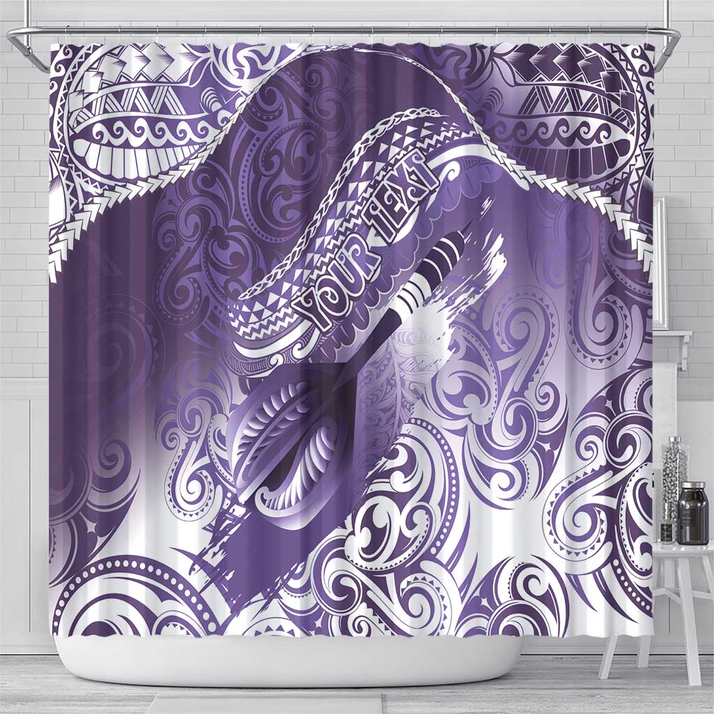 Personalised New Zealand Aotearoa Darts Masters Shower Curtain Maori Art Tattoo with Tribal Dart Symbol Purple LT03 - Polynesian Pride