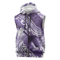 Personalised New Zealand Aotearoa Darts Masters Sleeveless Zip Hoodie Maori Art Tattoo with Tribal Dart Symbol Purple LT03 Purple - Polynesian Pride