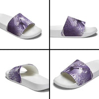 Personalised New Zealand Aotearoa Darts Masters Slide Sandals Maori Art Tattoo with Tribal Dart Symbol Purple - Polynesian Pride