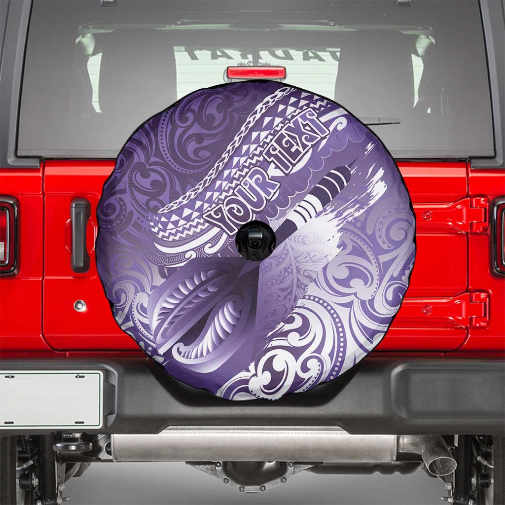 Personalised New Zealand Aotearoa Darts Masters Spare Tire Cover Maori Art Tattoo with Tribal Dart Symbol Purple LT03 - Polynesian Pride