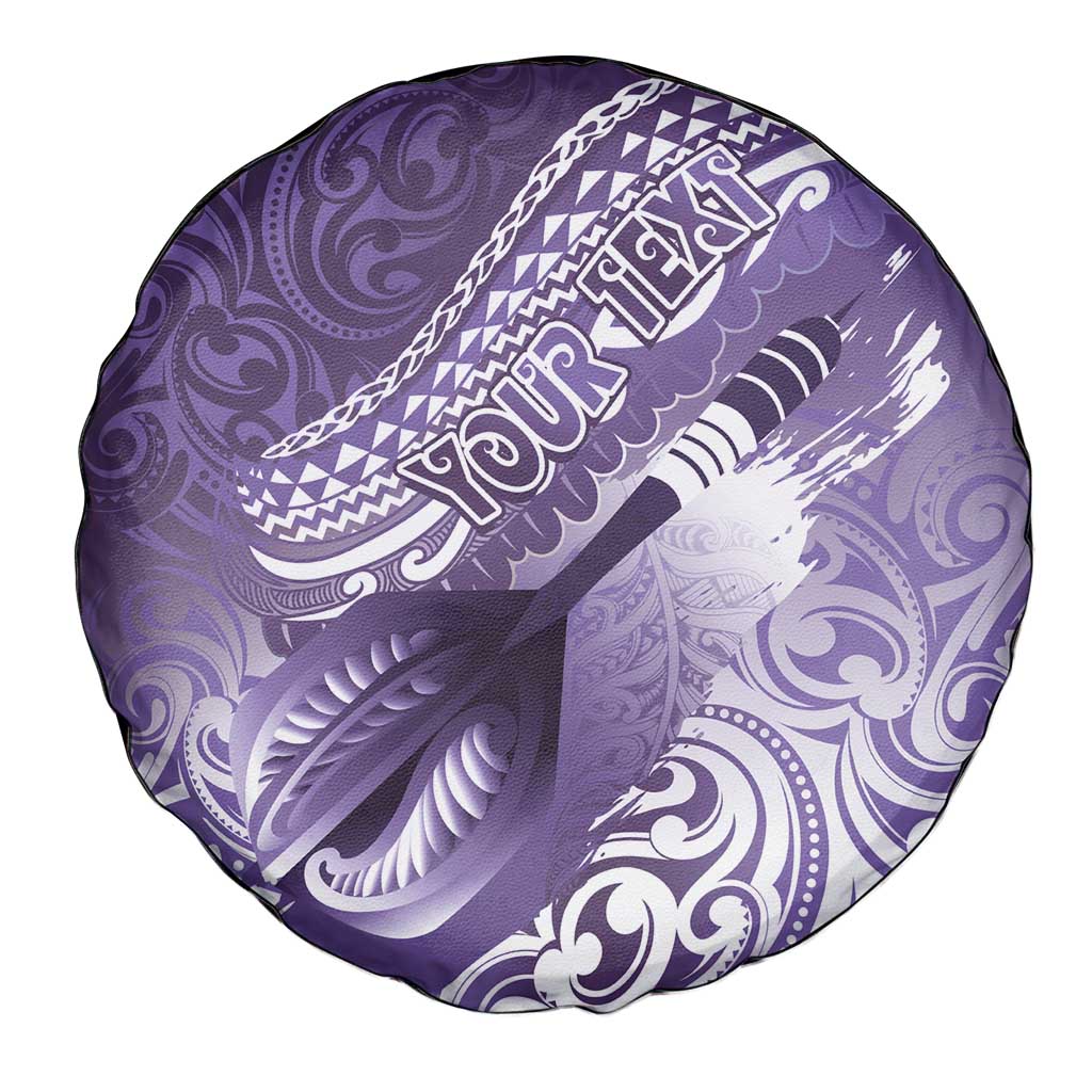 Personalised New Zealand Aotearoa Darts Masters Spare Tire Cover Maori Art Tattoo with Tribal Dart Symbol Purple LT03 - Polynesian Pride