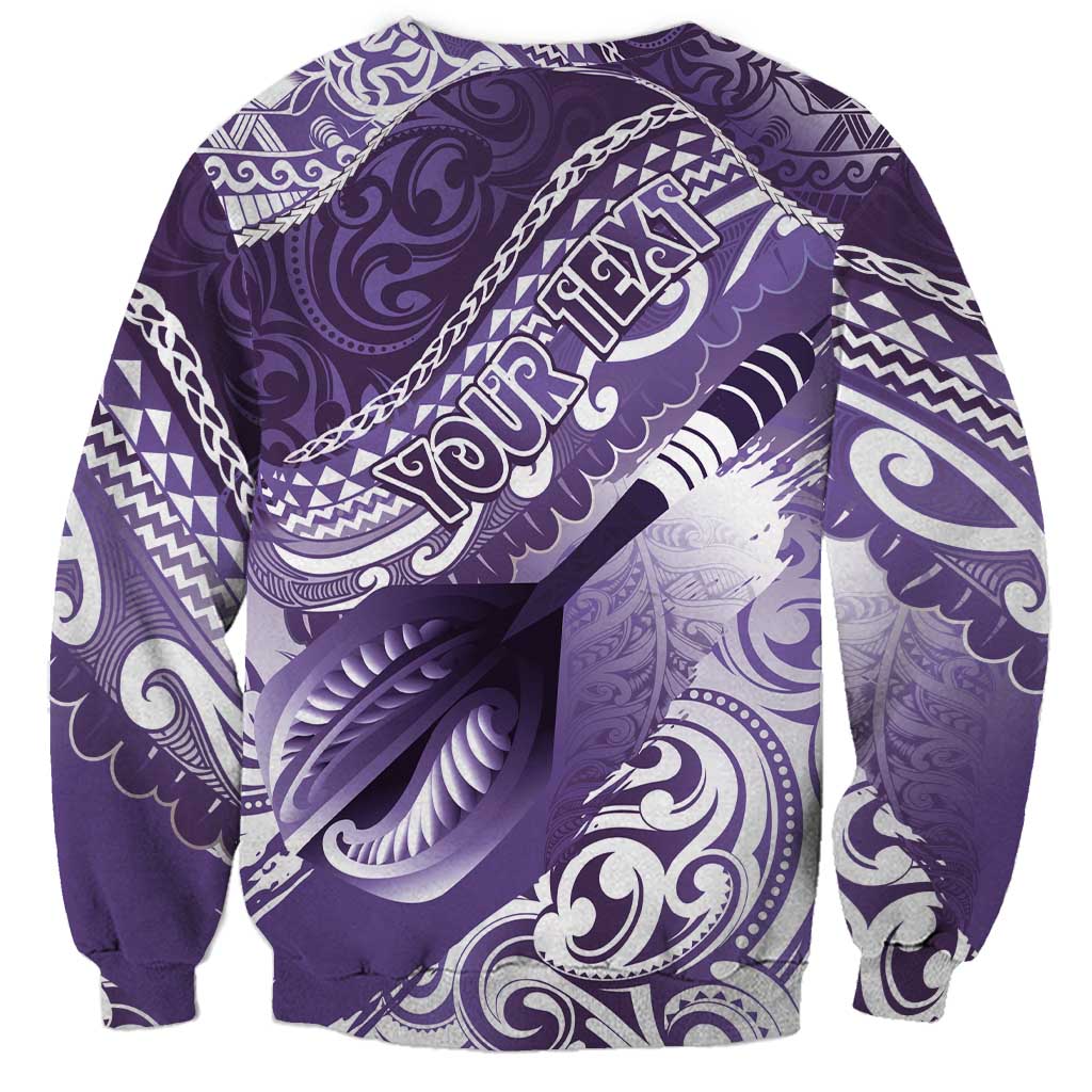 Personalised New Zealand Aotearoa Darts Masters Sweatshirt Maori Art Tattoo with Tribal Dart Symbol Purple - Polynesian Pride