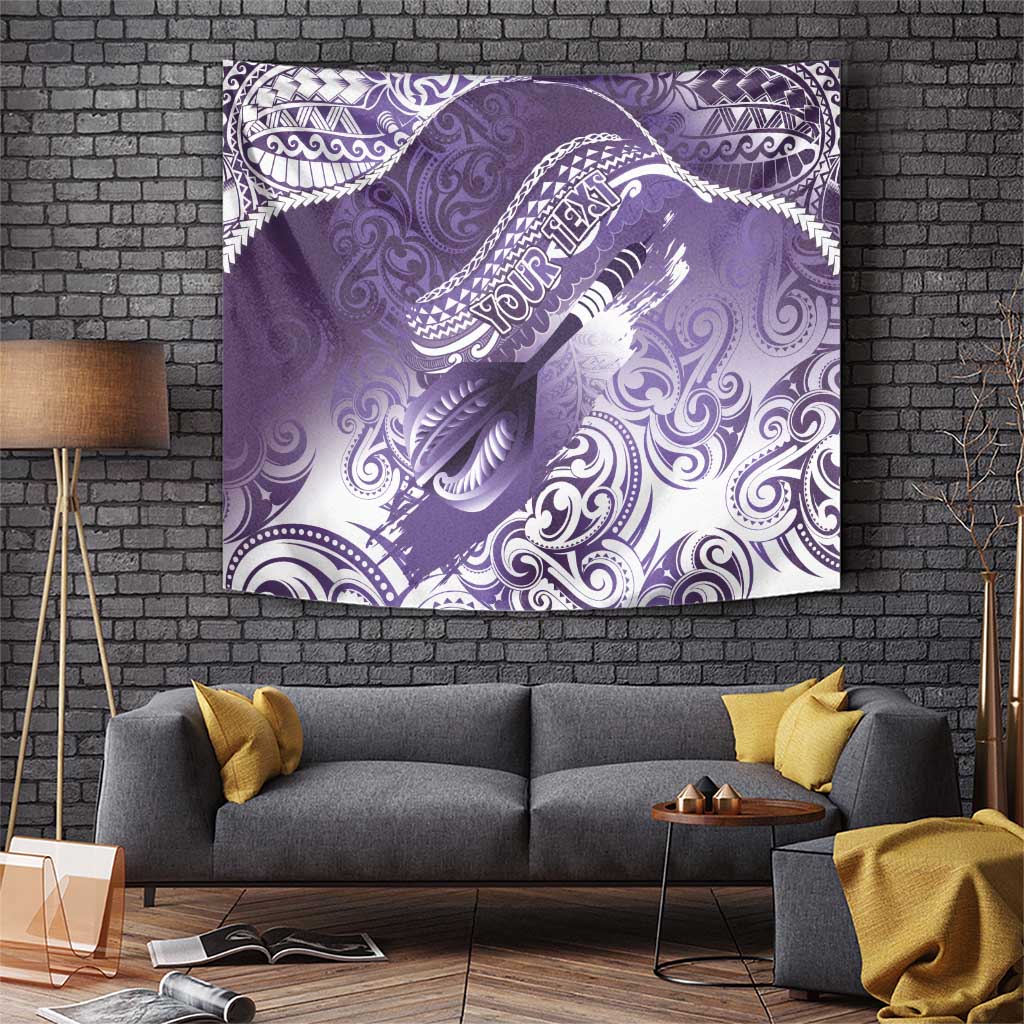 Personalised New Zealand Aotearoa Darts Masters Tapestry Maori Art Tattoo with Tribal Dart Symbol Purple - Polynesian Pride
